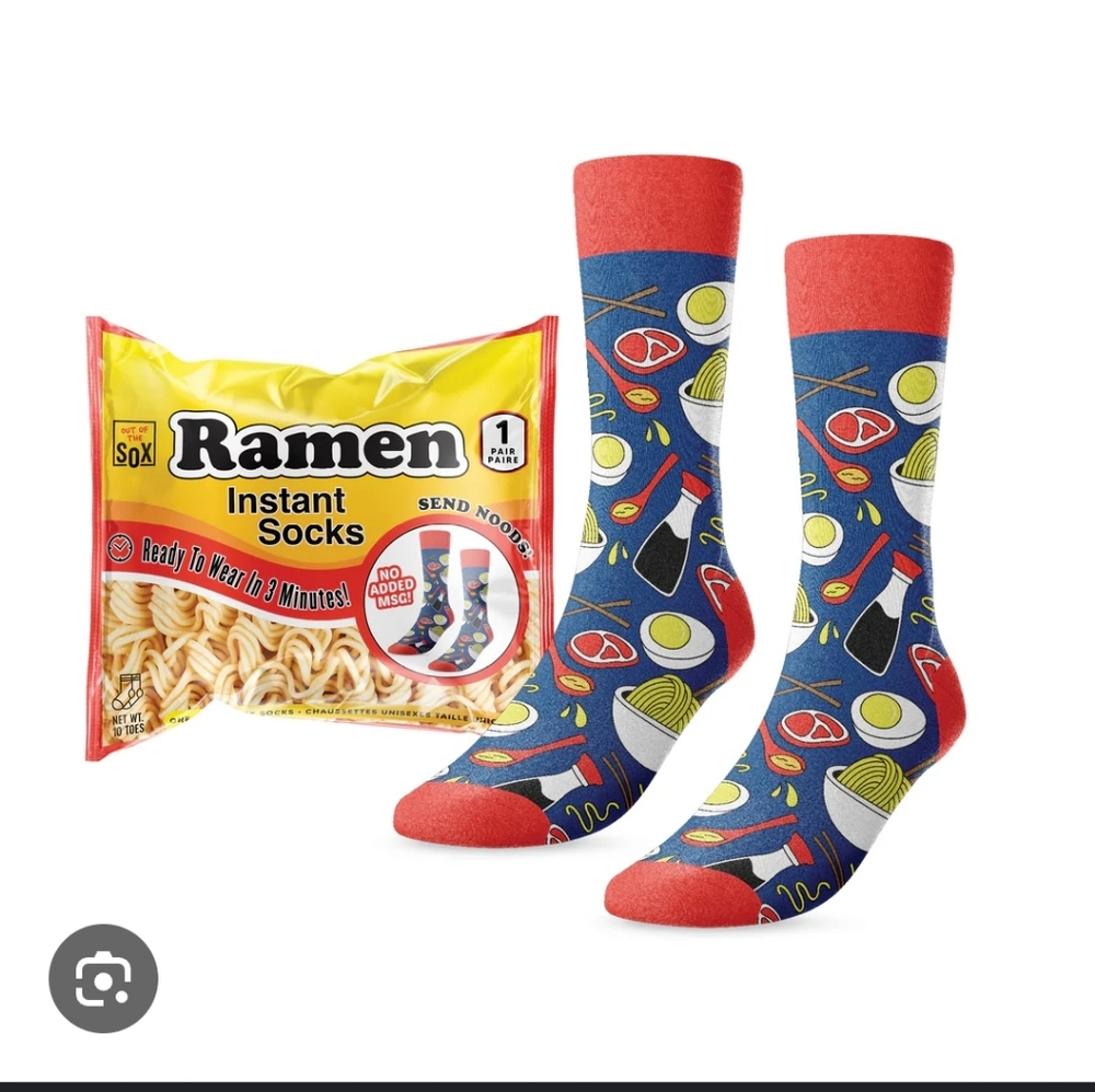 Source Unknown Casual Socks Blue and Red Ramen Design NWOT One Size - Picture 1 of 4